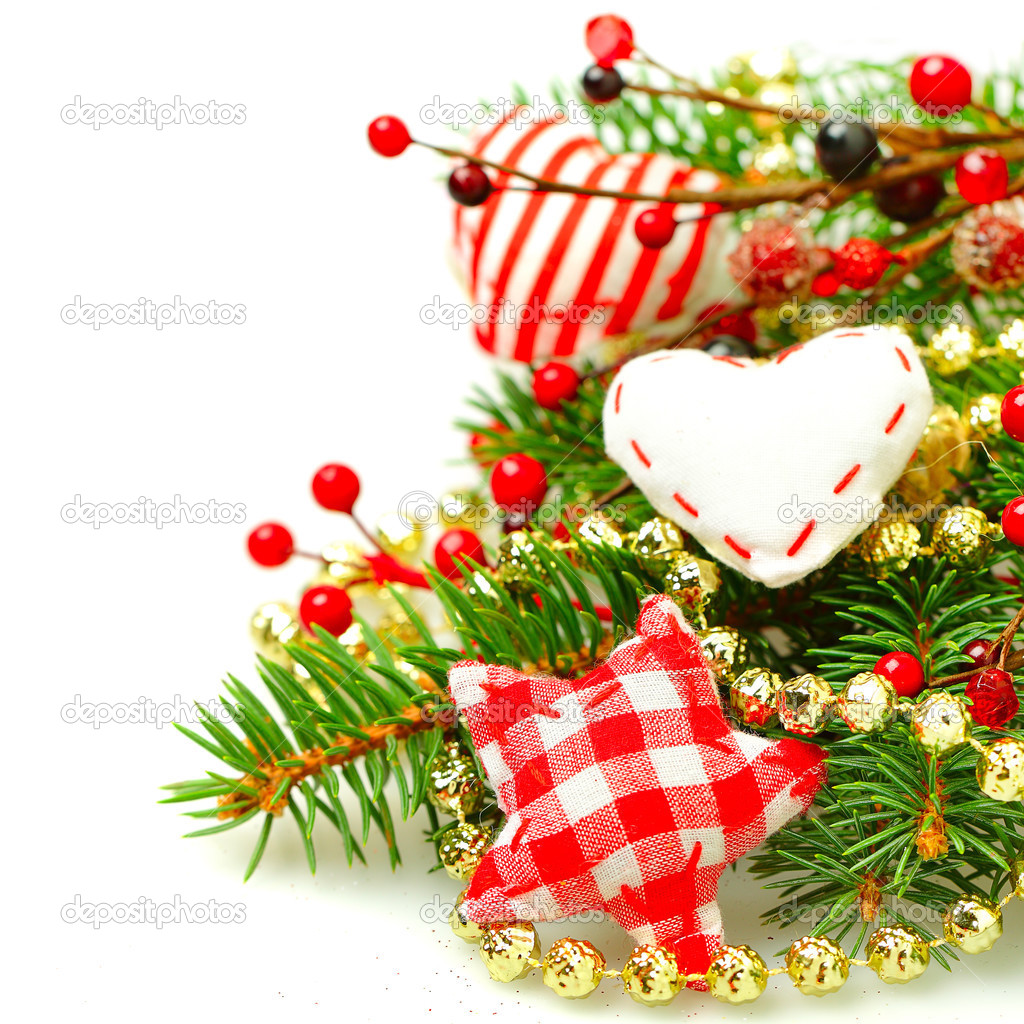 Beautiful Christmas decoration on white background