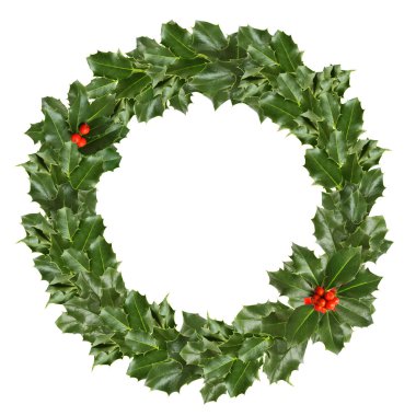 Noel holly yaprakları ve beyaz çilek
