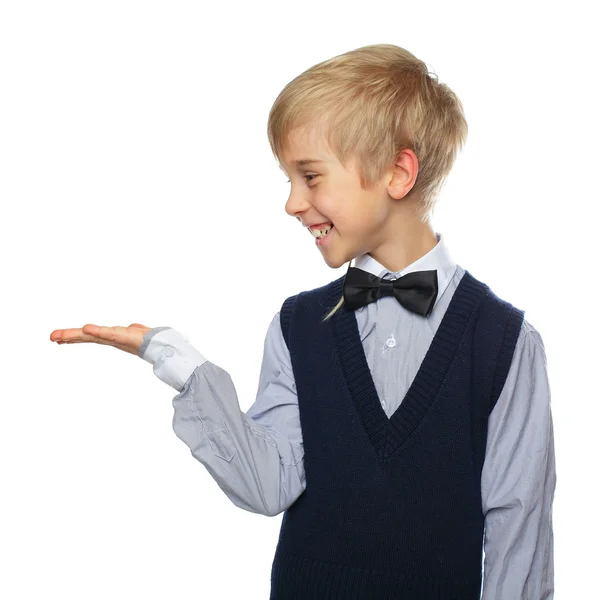 Smiling boy on white — Stock Photo, Image