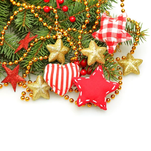 Weihnachten handgefertigte Dekorationen, Weihnachten auf weißem Backgr — Stockfoto
