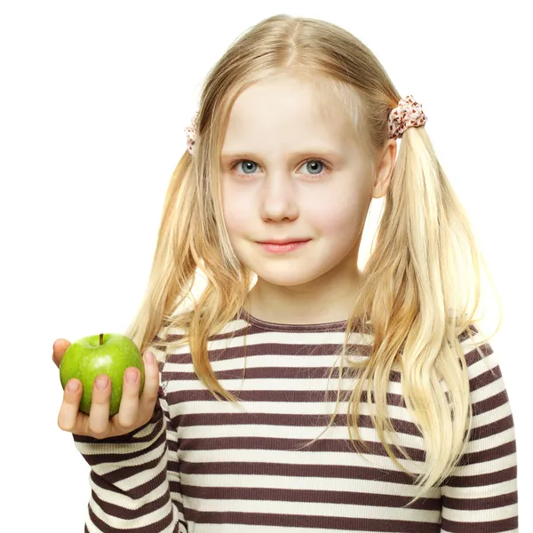 Schattig klein meisje geïsoleerd op wit — Stockfoto