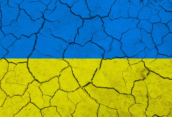 Stop War Ukraine Concept Brocken Earth Ukrainian Flag Background — Fotografia de Stock