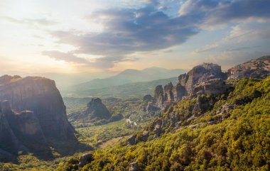 Aerial view from the Monastery on top of the cliff in Meteora near Kalabaka, Trikala, Greece