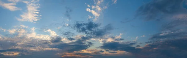 White Grey Blue Clouds Evening Sky Sunset Panoramic Background — Foto de Stock