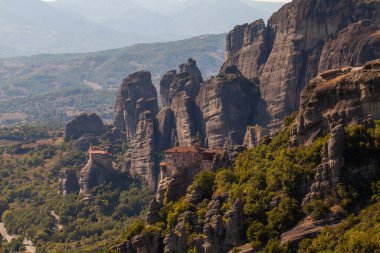 Amazing rock formations and monastery at Meteora, Greece. Landscape at Meteora, Trikala region Meteora Kalabaka Greece