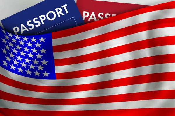 American Flag Background Passport Usa Citizenship Official Legal Immigration Visa — ストック写真