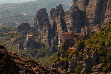 Beautiful landscape with rock formations and monastery at Meteora, Trikala region Meteora Kalabaka Greece