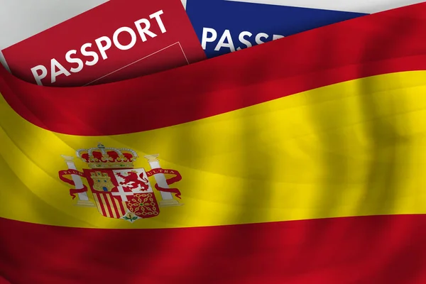 Spanish Flag Background Passport Spain Citizenship Official Legal Immigration Visa —  Fotos de Stock