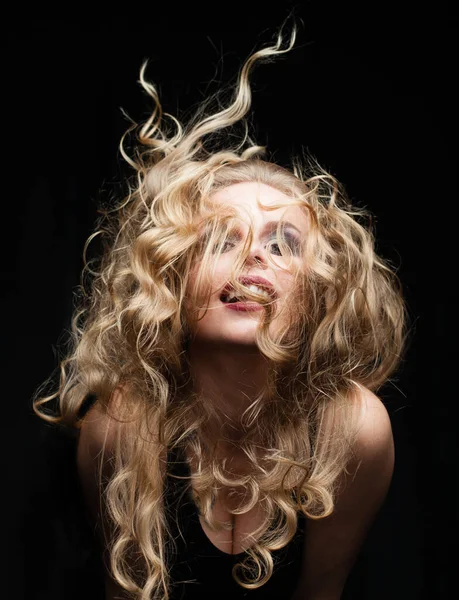 Retrato Agradável Atraente Muito Bonito Encantador Mulher Com Cabelo Loiro — Fotografia de Stock