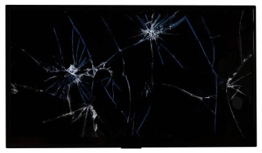Broken lcd tv isolated on white background