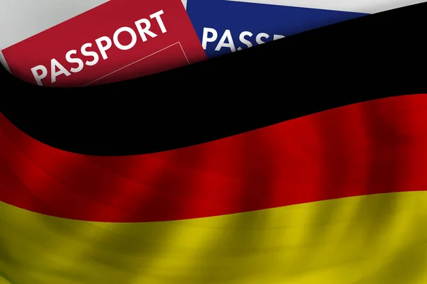 Немецкий Флаг Паспорт Германии Гражданство Официальная Легальная Иммиграция Виза Бизнес — стоковое фото