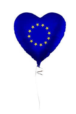 European Union concept. Balloon with EU flag isolated on white background. Education, charity, emigration, travel and learning language