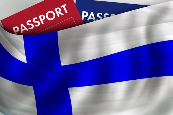 Finnish Flag Background Passport Finland Citizenship Official Legal Immigration Visa — Zdjęcie stockowe