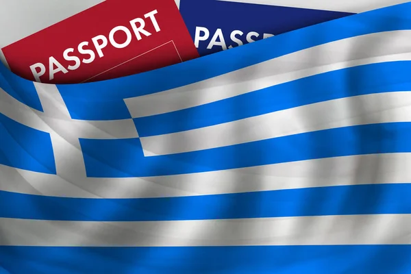 Greek Flag Background Passport Greece Citizenship Official Legal Immigration Visa —  Fotos de Stock