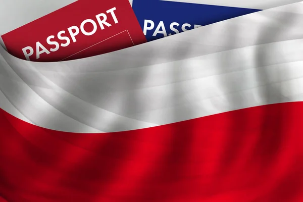 Polish Flag Background Passport Poland Citizenship Official Legal Immigration Visa —  Fotos de Stock