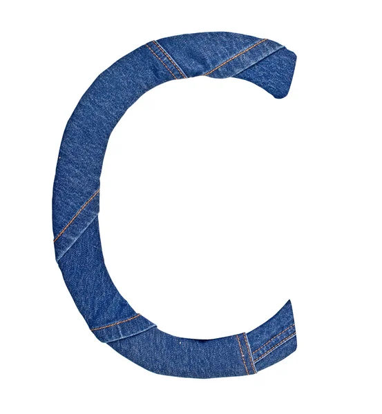 Jeans-Alphabet auf weißem Buchstaben c — Stockfoto