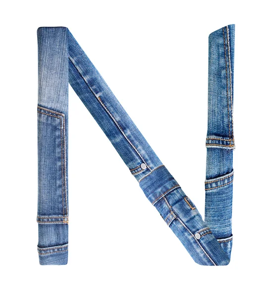 Jeans-Alphabet auf weißem Buchstaben n — Stockfoto