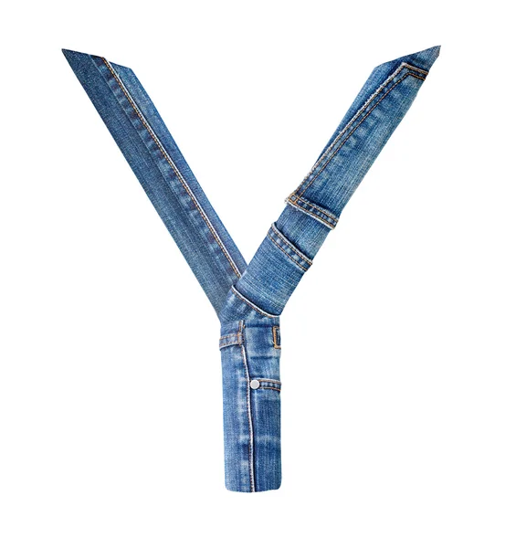Jeans-Alphabet auf weißem Buchstaben y — Stockfoto