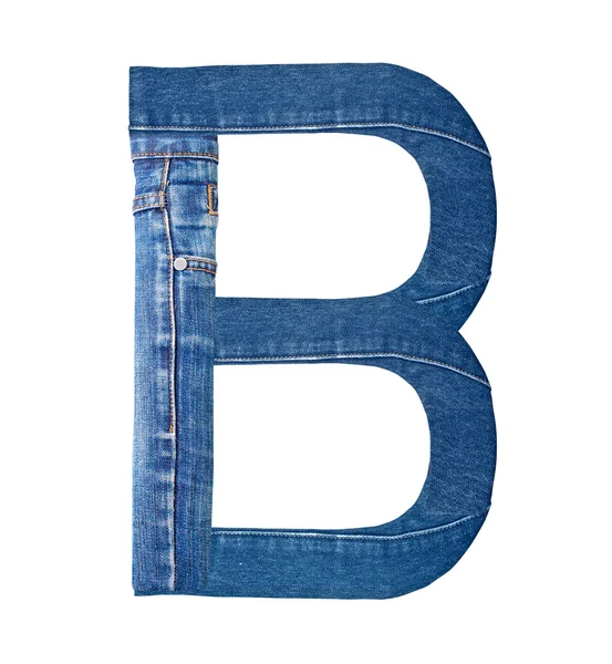 Jeans alfabeto su lettera B bianca — Foto Stock