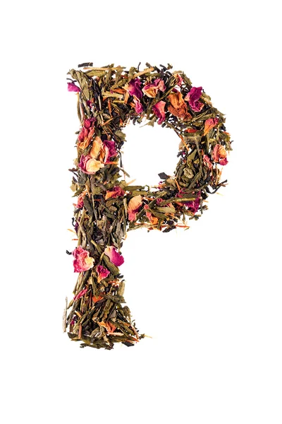 Litera "P" z herbaty ziołowe abc — Zdjęcie stockowe