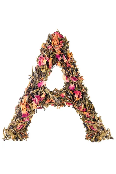 Letter 'A' from herbal tea abc — Stock Photo, Image