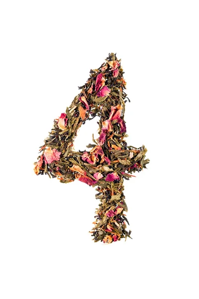 Číslice "4" z bylinného čaje abc — Stock fotografie