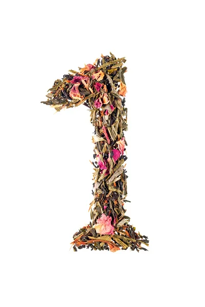 Číslice "1" z bylinného čaje abc — Stock fotografie