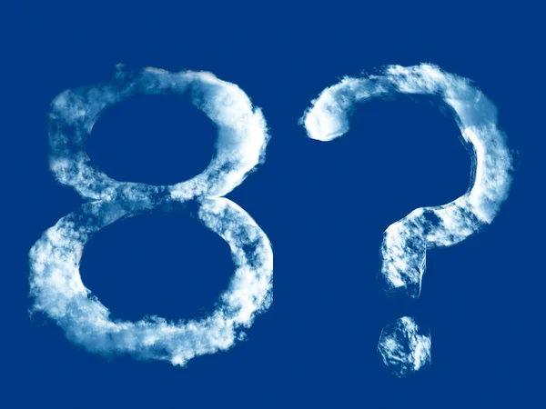 Dígitos '8' y signo de interrogación del alfabeto nubes —  Fotos de Stock
