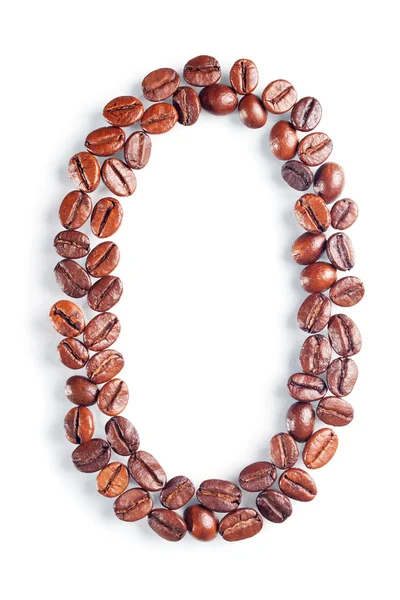 Nummer 0 aus Kaffeebohnen — Stockfoto