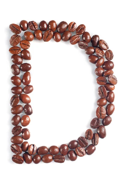 Letter D from coffee beans — Stock Photo, Image