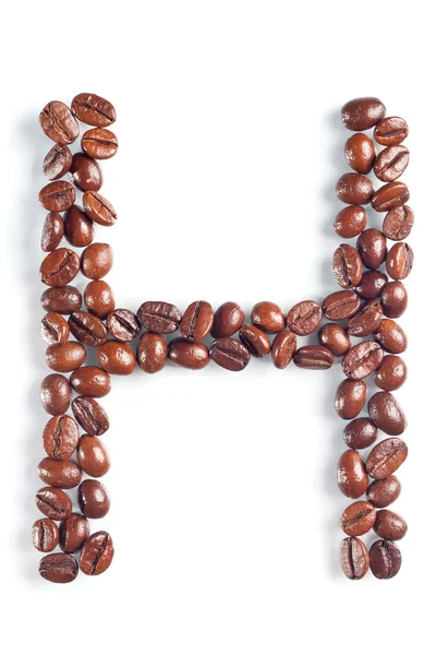 Letter H from coffee beans — Stock Photo, Image