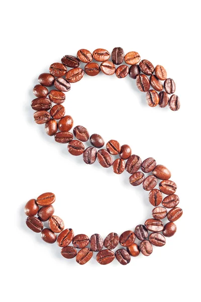 Carta S de grãos de café — Fotografia de Stock