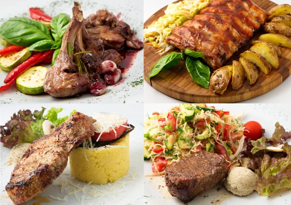 Collage av läckra kött måltider — Stockfoto