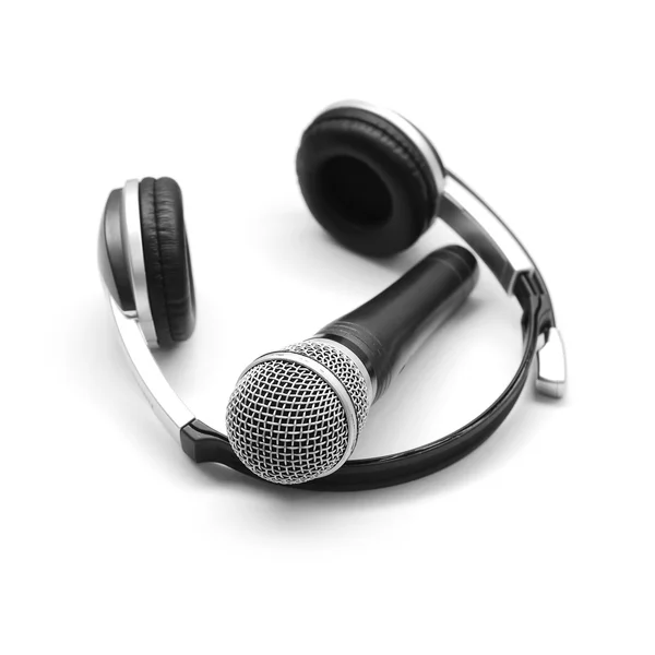 Microphone and headphones — Stock Photo, Image