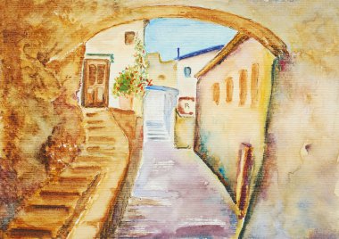 suluboya resim, kentsel peyzaj