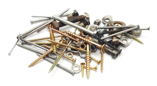 Nuts bolts and screws — Stock Photo, Image