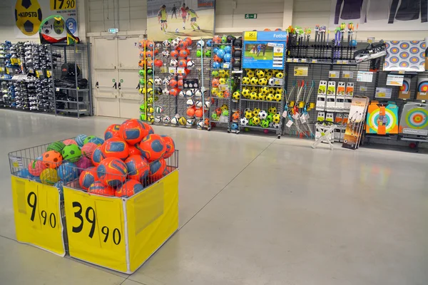 Soccer balls store — Stock Photo, Image