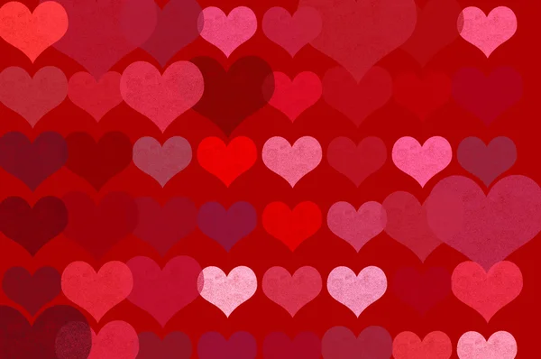 Romantic hearts on red background illustration — Stock Photo, Image