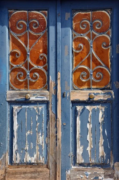 Ahşap kapı vintage metal çerçeve — Stok fotoğraf