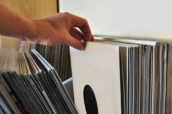 Procházení vinylových desek Stock Obrázky