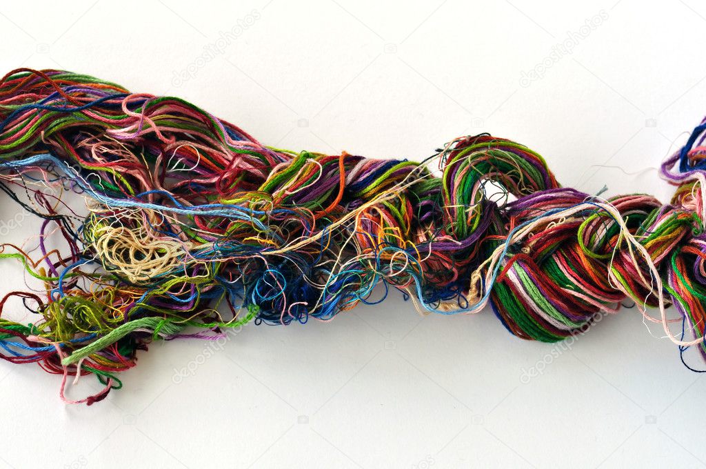 tangled sewing threads