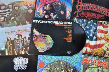 Psychedelic rock vinyl records clipart