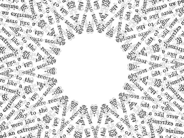 White Circle Surrounded Messy Scrambled Words Abstract Text Typography Background Royalty Free Stock Photos