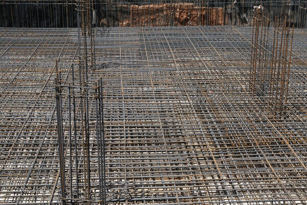 Building Foundation Steel Reinforcement Bars Construction Site Royalty Free Stock Images