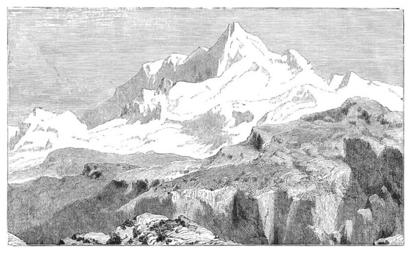 Gauri Shankar Mountain Landscape Nepal Himalayas Vintage Engraving Antique Book Stock Picture