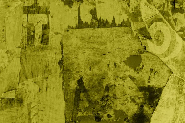 Гранд Фон Розірвані Паперові Плакати Наклейки Брудна Текстура Жовтого Відтінку — стокове фото