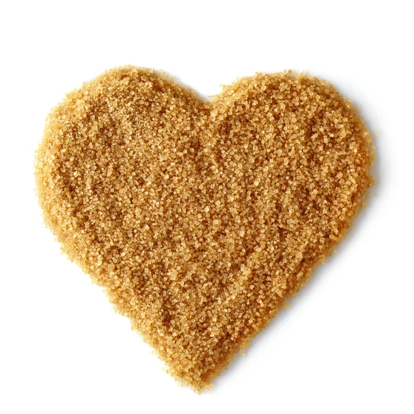 Heart shape of brown sugar — Stock Photo, Image