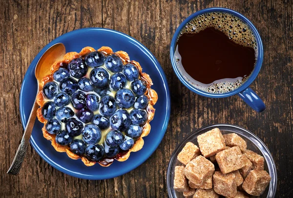 蓝莓馅饼和咖啡 — 图库照片