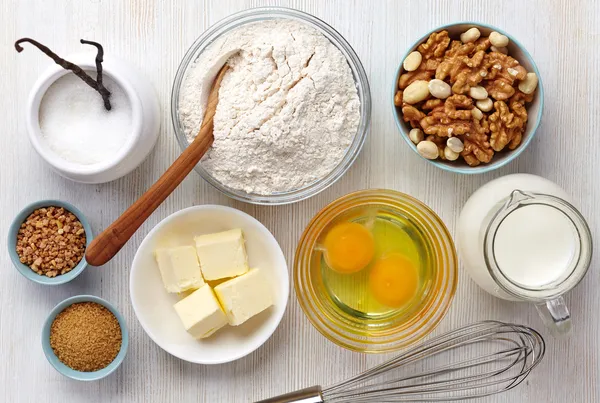 Ingredienser av kaka — Stockfoto