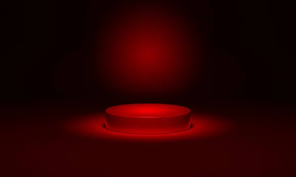 Spot Light Red Podium Pedestal Circle Shape Luxury Product Display — 图库照片